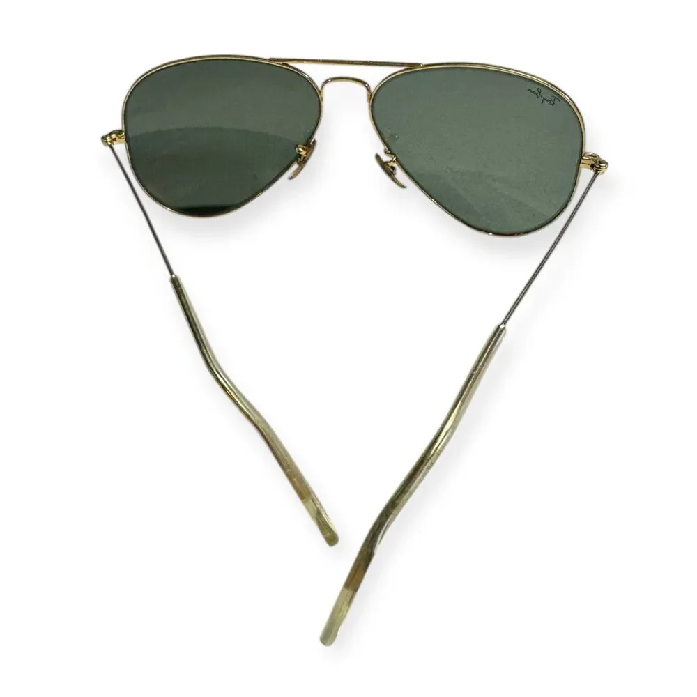 Ray-Ban B&L Classic Aviator Sunglasses Gold Frames Gray‎ Lenses Rare VTG w/ Case